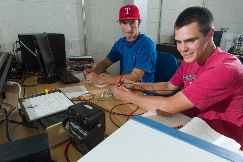 Students work in an ECE lab.